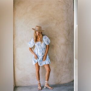 Sabo Floral Blue and White Dress